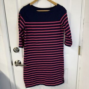 Appleseed's Knit Sheath Dress Navy Pink Striped Preppy Womens Size Petite‎ Small